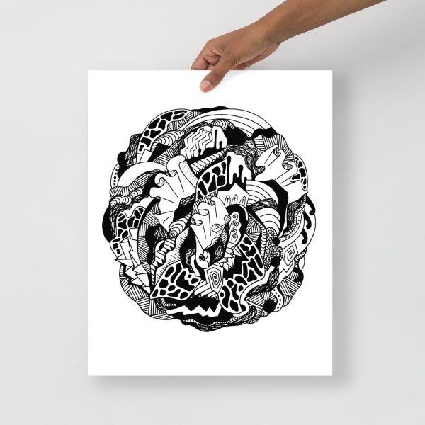 Minimal abstract wave line art wall print on matte museum-quality paper