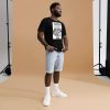Man wearing Afro Art Creative Mind cotton t-shirt in a casual everyday look
