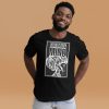 Men's white line art Afro Art Creative Mind cotton t-shirt for a laid-back everyday look