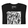 White line art abstract wave design printed on a lightweight cotton t-shirt