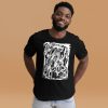 White line art abstract wave t-shirt in lightweight cotton for casual everyday wear