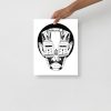 Black and white African tribal mask art print with bold hand-drawn detail