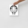 Afrocentric African tribal mask art print in bold black and white hand-drawn style