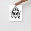 African mask art print on matte museum-quality paper displayed in a minimal styled space
