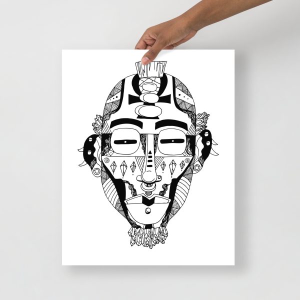 African mask art print featuring tribal mask artwork on matte museum-quality paper