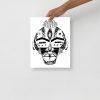 African mask art print featuring a minimal tribal mask design on matte museum-quality paper