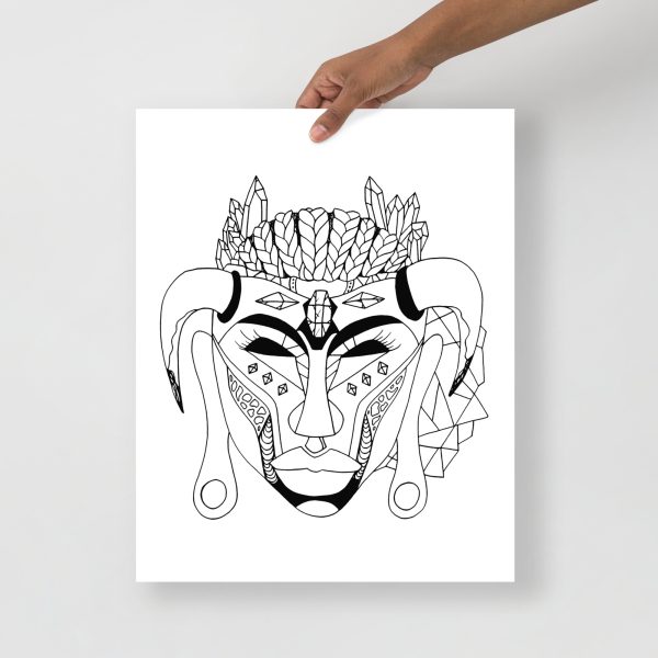 African mask art print featuring tribal mask artwork on matte museum-quality paper for wall decor