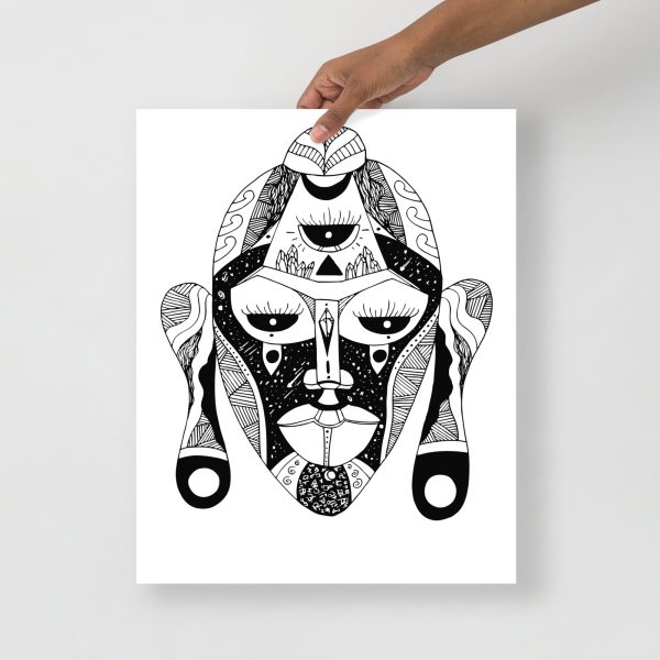 African mask art print featuring tribal artwork on matte museum-quality paper