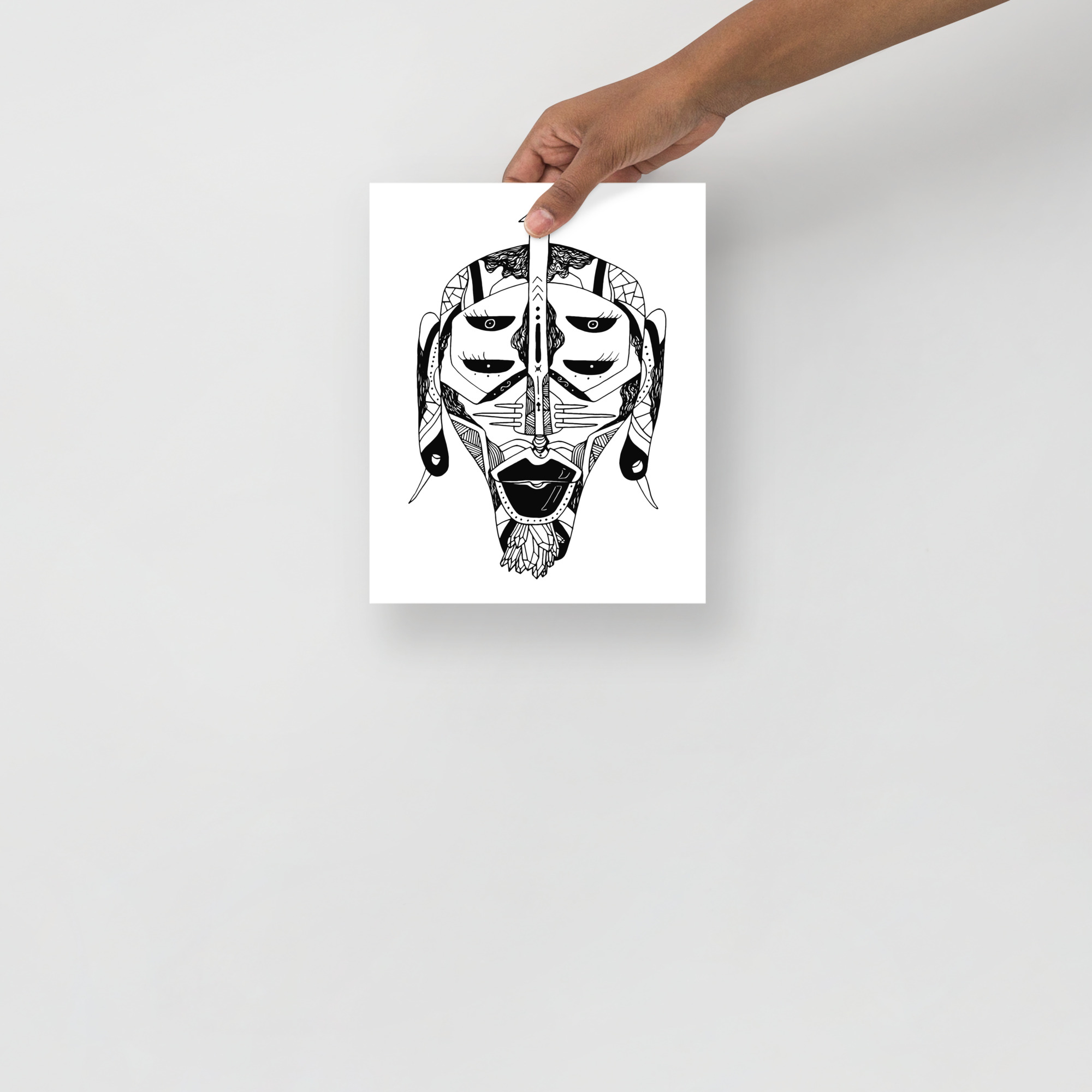 African mask art print on matte museum-quality paper displayed as minimal wall decor