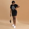 White line art African mask t-shirt in lightweight cotton for casual everyday wear