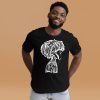 Men's white t-shirt featuring Afro Art Beautiful Mind line art design