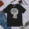 White cotton t-shirt featuring Beautiful Mind No.2 Afro art line drawing