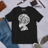 Men's white line art Afro shirt featuring the Melancholic Mind design on lightweight cotton