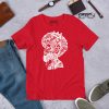 Men's white line art Afro shirt with melancholic mind design on lightweight cotton tee