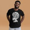 Men's white line art Afro shirt featuring the Melancholic Mind design on lightweight cotton tee
