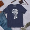 Men's white line art Afro Art tee with 'Beauty in Struggle' design in cotton