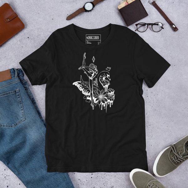 White line art Afro ballerina ballet t-shirt in lightweight cotton