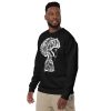 White line art afro sweatshirt with ribbed crew neck and soft fleece interior