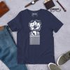 Black t-shirt featuring white line art Afro hair pick Afrocentric design