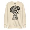 Afro sweatshirt featuring Afrocentric woman art with intricate natural hair linework celebrating Black pride