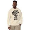Afro sweatshirt featuring Afrocentric woman with intricate natural hair art celebrating Black pride