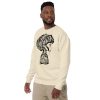 Afro sweatshirt featuring Afrocentric woman with intricate natural hair art celebrating Black pride