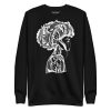 White line art afro sweatshirt with ribbed crew neck and long sleeves for streetwear style