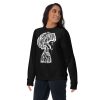 White line art afro sweatshirt with ribbed crew neck and soft fleece interior