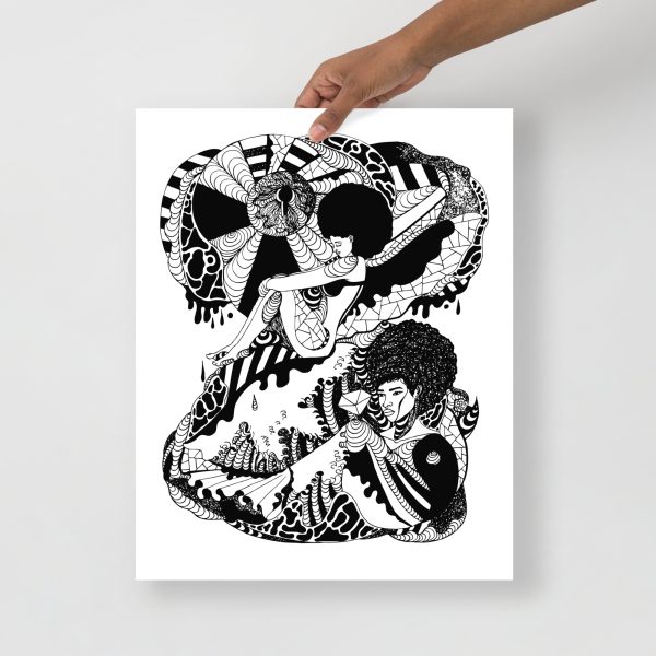 Afrocentric art print 'Afrocentric Escape' on matte museum-quality paper displayed for home decor