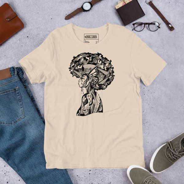 Afrocentric graphic t-shirt featuring 'Her Beautiful Mind' design in soft cotton fabric