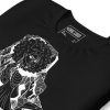 Afrocentric t-shirt in black with white line art design celebrating Black culture