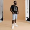 Afrocentric t-shirt with white line art design celebrating Black culture, lightweight cotton tee