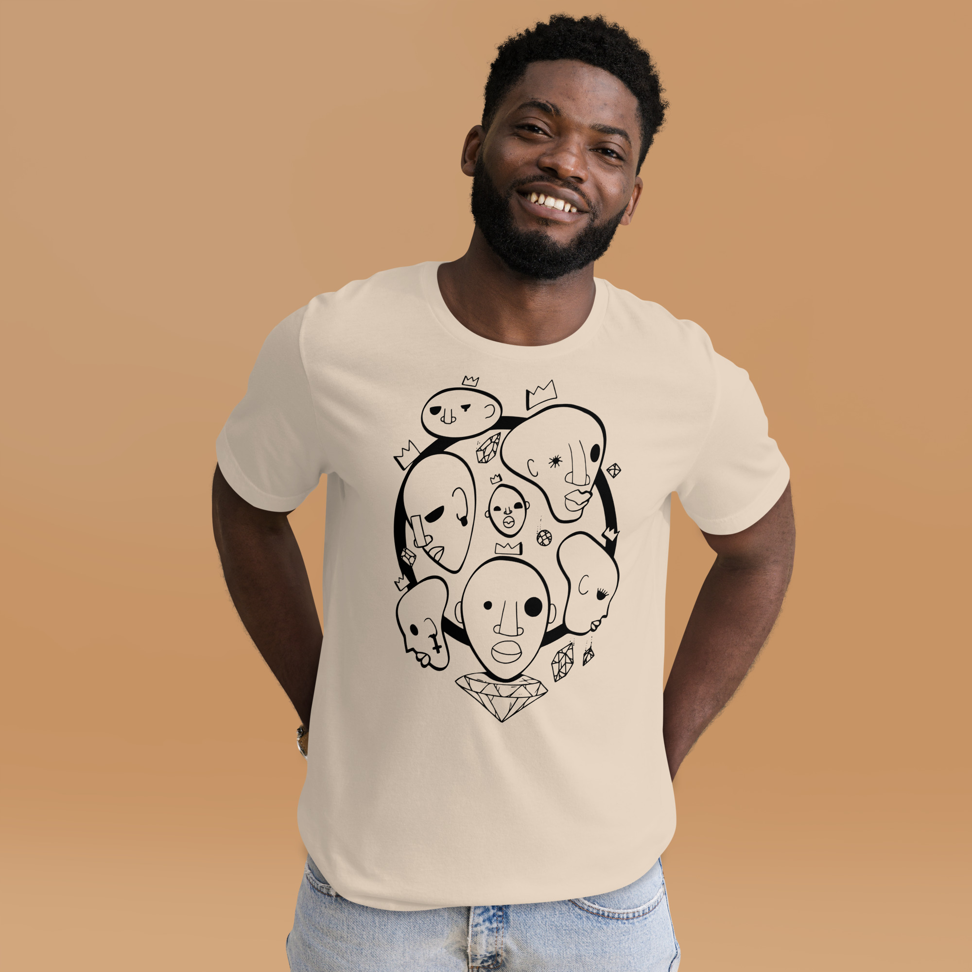 Black culture Afrocentric t-shirt featuring 7 Wise Kings and 7 Stones design in lightweight cotton