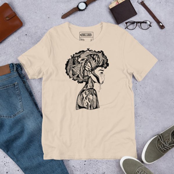 Afrocentric t-shirt with Beautiful Mind design in lightweight combed cotton for a laid-back everyday look