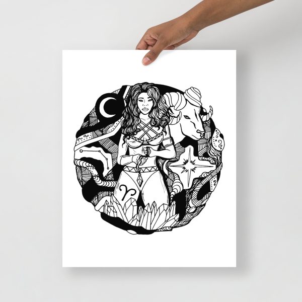 Aries zodiac art print on matte museum-quality paper styled as minimal chic wall decor