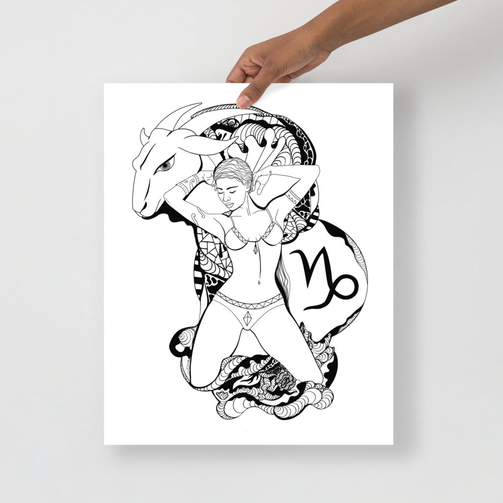 Capricorn Zodiac Art Print - Celestial Wall Art