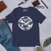 White line art Connection Circle graphic tee in lightweight combed cotton, shown from a back angle
