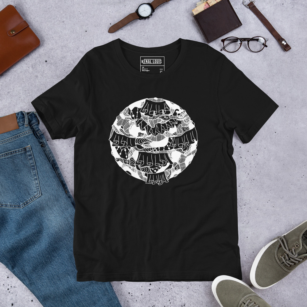 Connection Circle Graphic Tee, Line Art Cotton T-Shirt