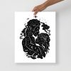 Cosmic Kiss black love art print on matte museum-quality paper for chic wall decor