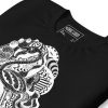 Lost Flamingo white line art design on a lightweight cotton flamingo shirt