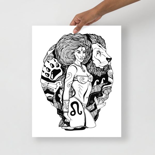Leo zodiac art print on matte museum-quality paper for minimal chic decor