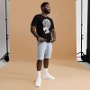 Men's white line art afro shirt featuring Melancholic Mind design on cotton tee