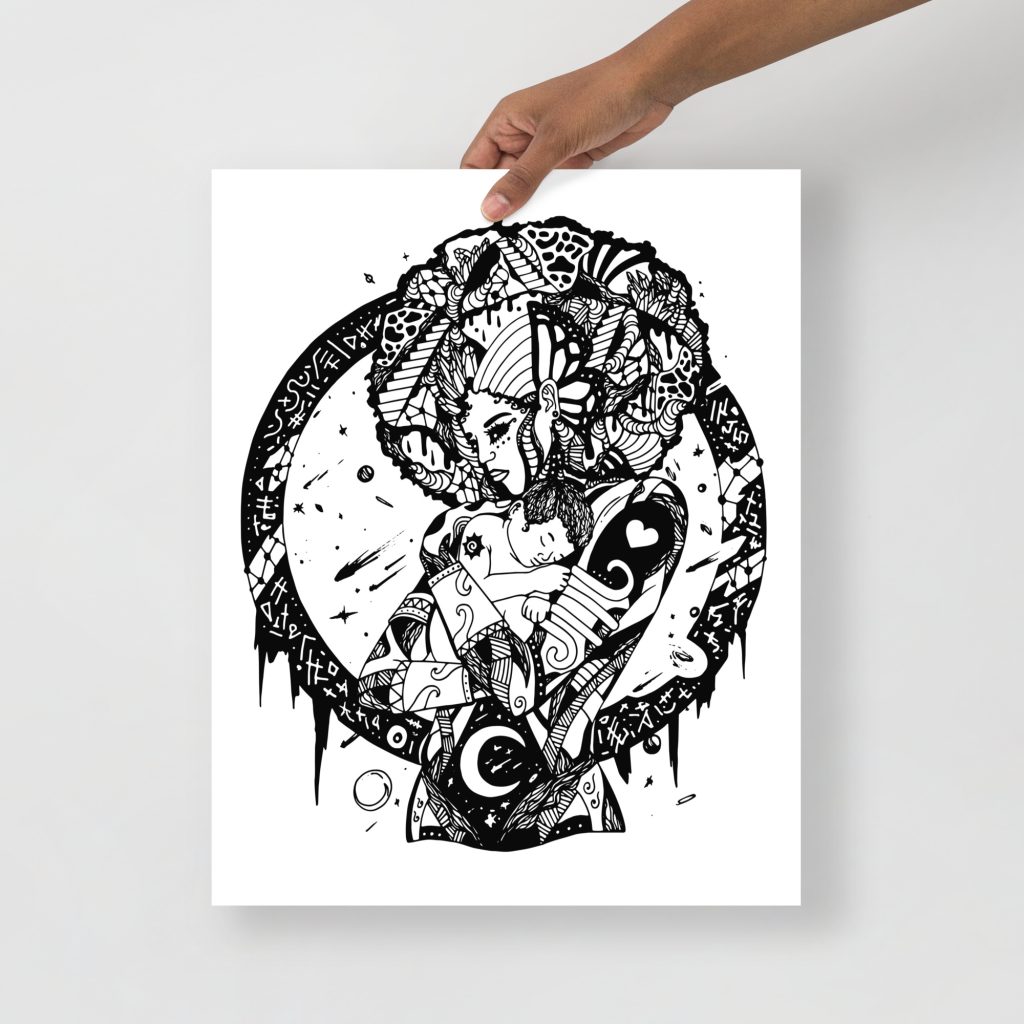 Mother and Child Art Print - Mom Birthday Gift