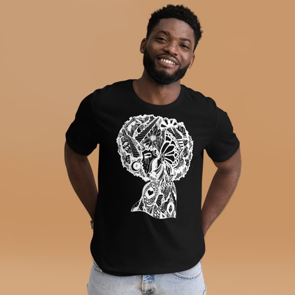Unique Afro T-shirt "Beautiful Mind No.2" Afrocentric Shirt (White Line Art Edition) - Image 4