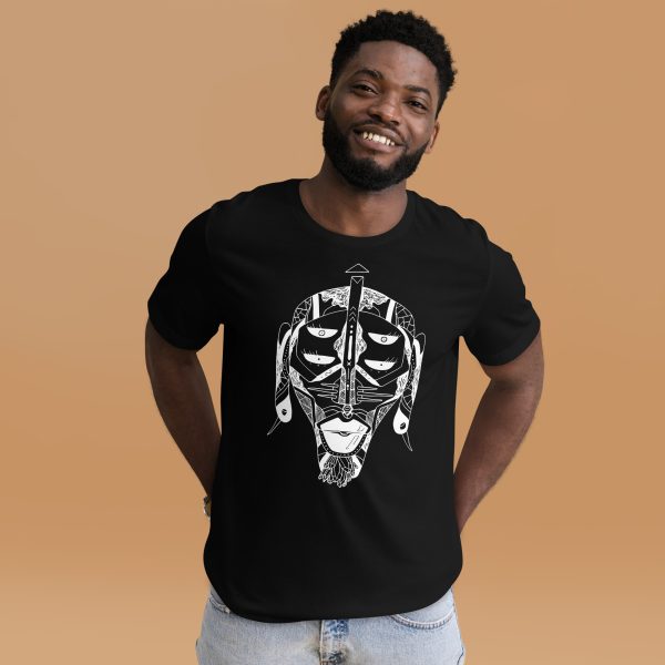 The Most Unique African Mask T-shirt: Artwork "Mask No.11" (White Line Art Edition) - Image 3