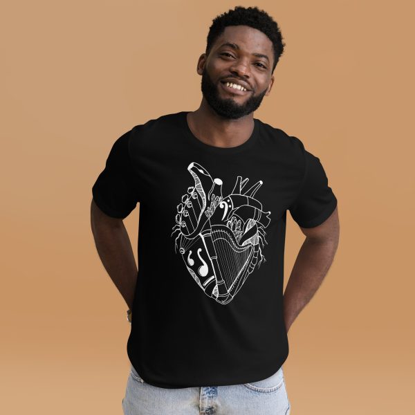 Beautiful Music Heart T-shirt "Musical Heart No. 2" Graphic Tee (White Line Art Edition) - Image 3