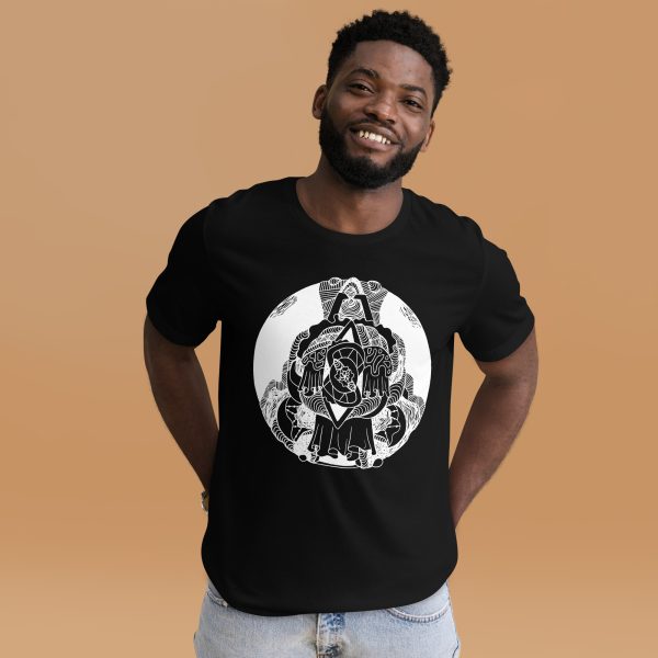 Beautiful Circle T-shirt "Circle of Ornament" Circle Graphic Tee (White Line Art Edition) - Image 3
