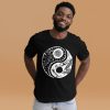 Beautiful Yin Yang T-shirt "Feathers Yin Yang" Graphic Tee (White Line Art Edition) - Image 4