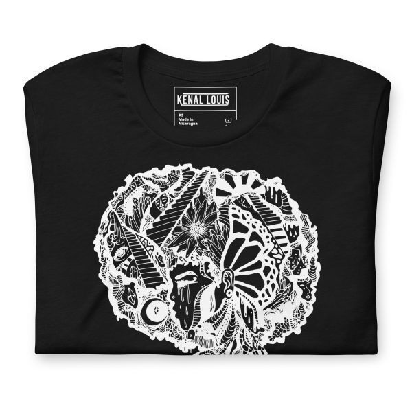 Unique Afro T-shirt "Beautiful Mind No.2" Afrocentric Shirt (White Line Art Edition) - Image 6