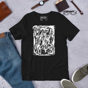 Abstract Art T-shirts "Abstract Wave of Thoughts No. 4" Abstract T-shirt (White Line Art Edition)